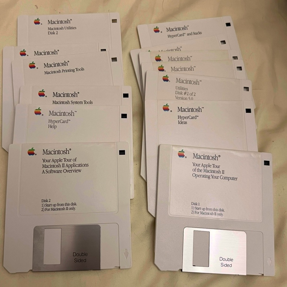 Vintage Apple Macintosh Vintage System Floppy Disks - White
